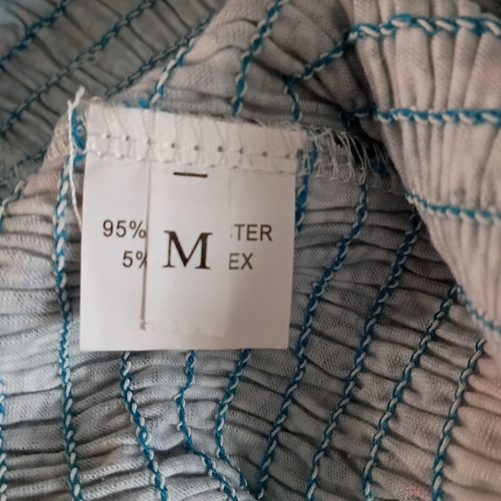 Bohemian Strapless Summer Beach Mini Dress Blue Floral Stretch A-Line Size M New - Picture 7 of 10